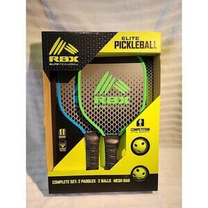 RBX Elite Pickleball Set - 2 Premium Paddles, 2 Outdoor Balls, & Mesh Bag